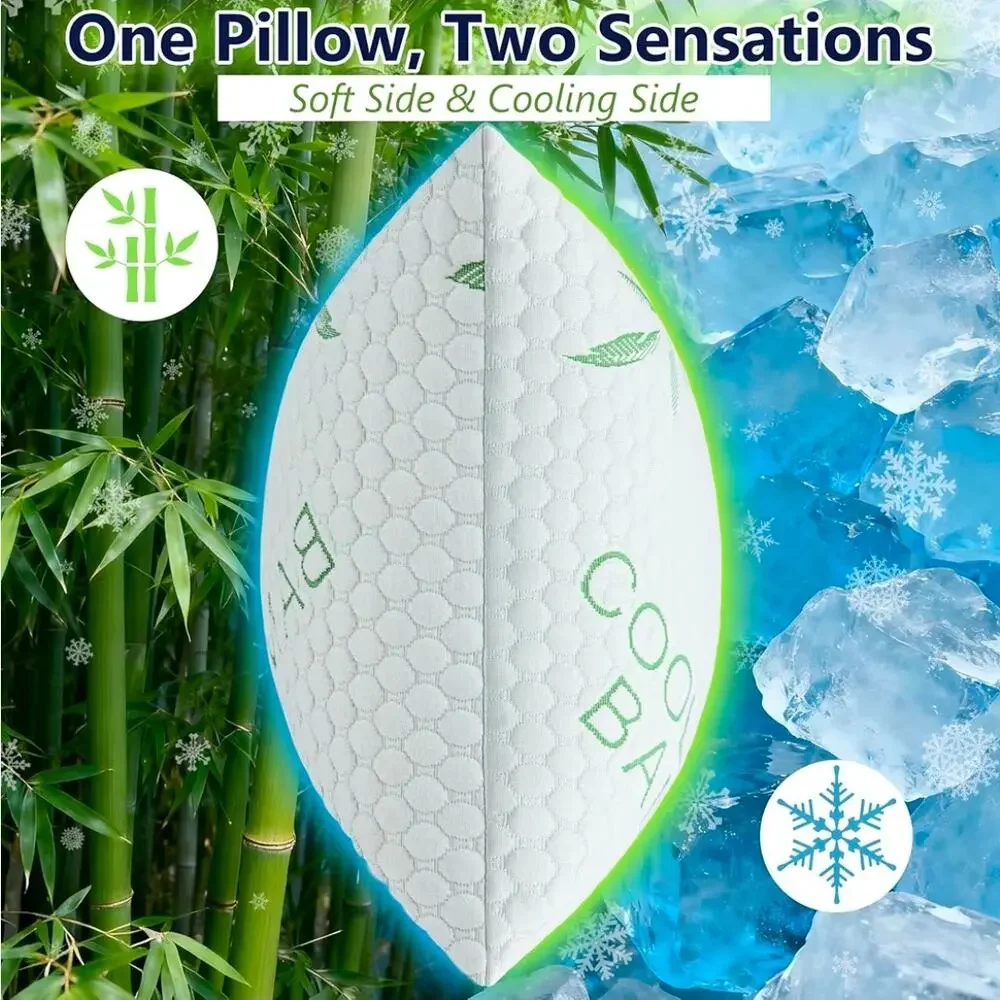 Shredded Memory Foam Pillow, Cooling King Size Adjustable Firm Bamboo Pillow